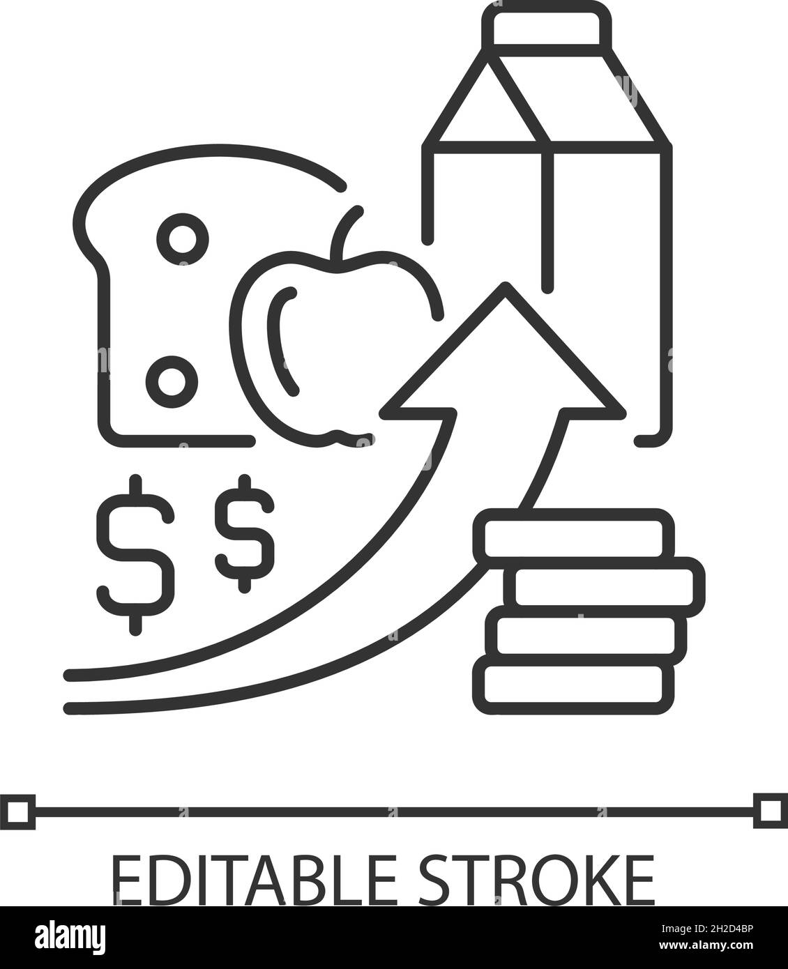 Lineares Symbol für steigende Lebensmittelpreise Stock Vektor