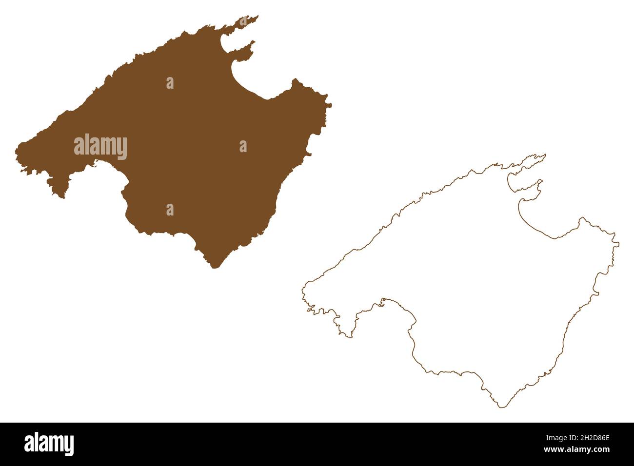 Mallorca Insel (Königreich Spanien, Balearen) Karte Vektor Illustration, Skizze Mallorca Karte Stock Vektor