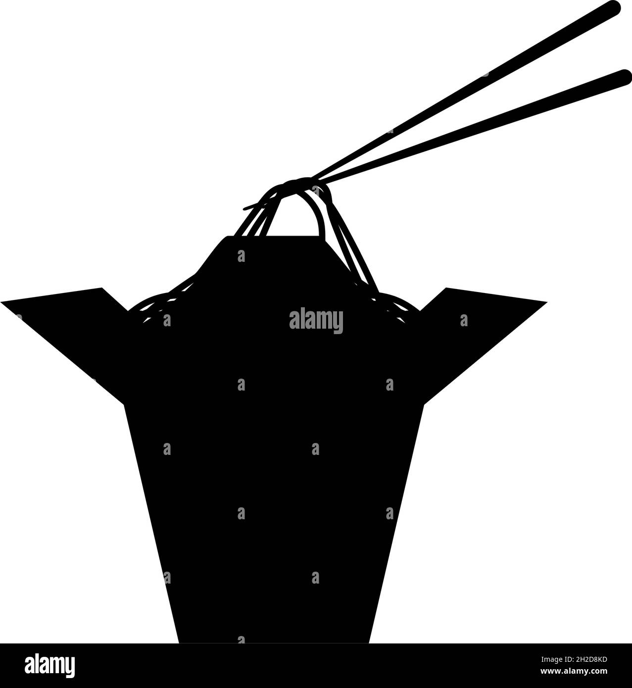 Silhouette Nudeln mit Essstäbchen. Traditionelle orientalische Küche. Stock Vektor