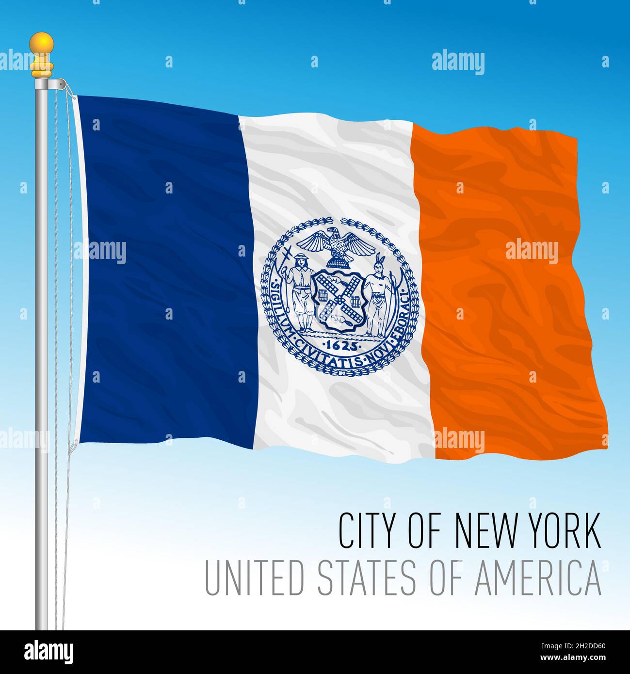 Flagge der Stadt New York, Bundesstaat New York, Vereinigte Staaten, Vektorgrafik Stock Vektor