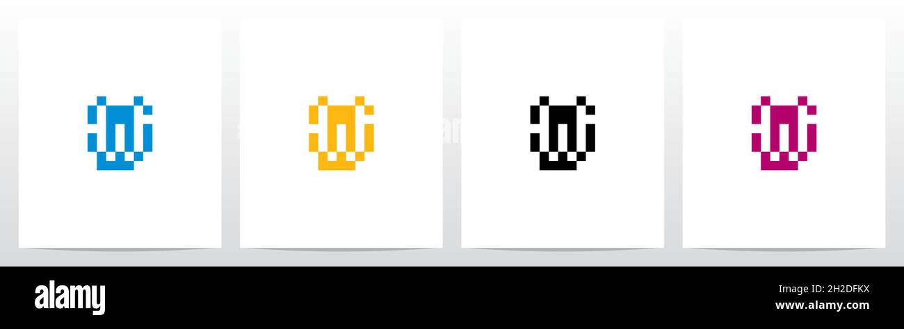 Pixel Quadrat Rechteck Buchstabe Logo Design W Stock Vektor