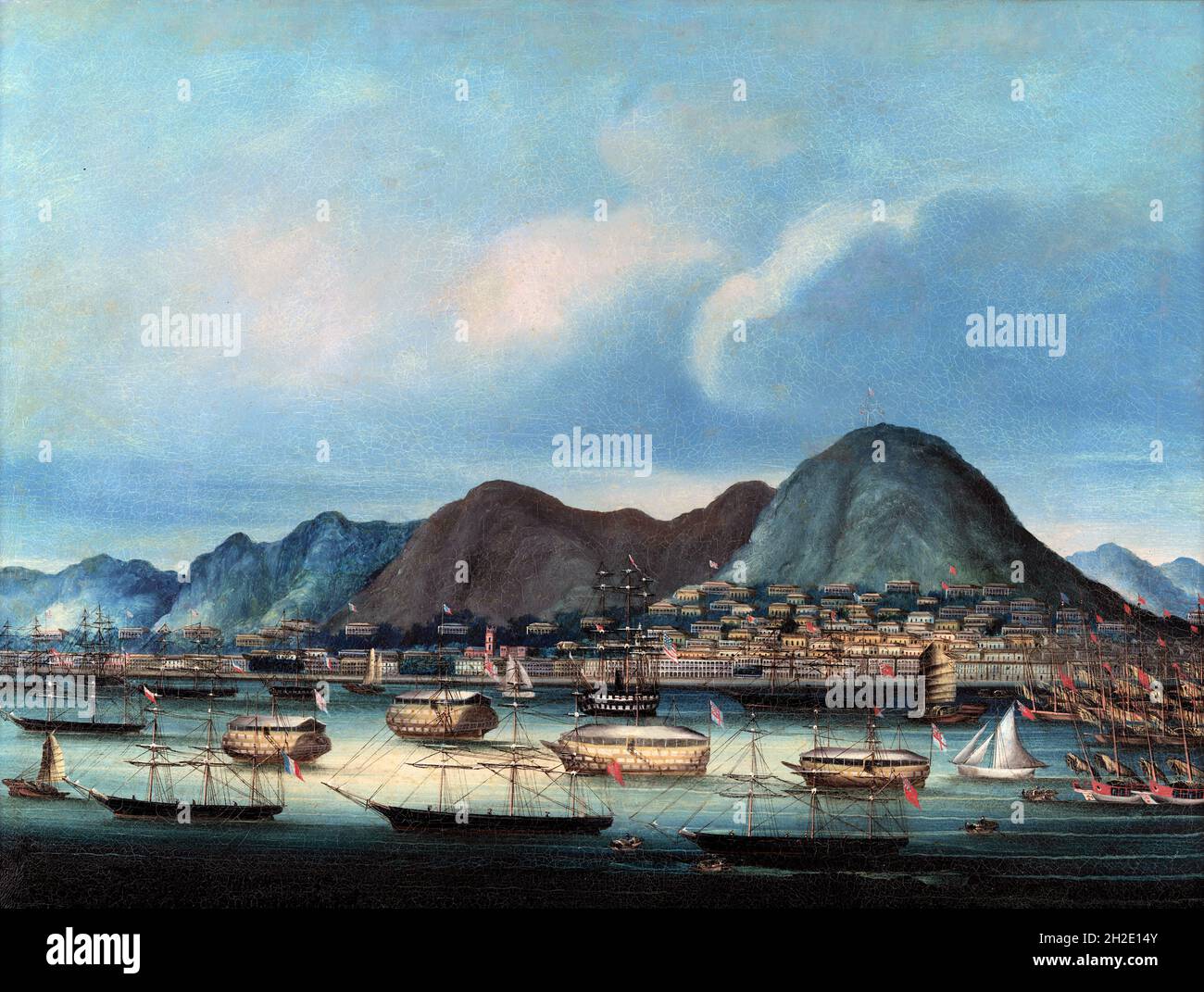 Hong Kong City und Victoria Harbour, anonym, Öl auf Leinwand, c.. 1870-75 Stockfoto