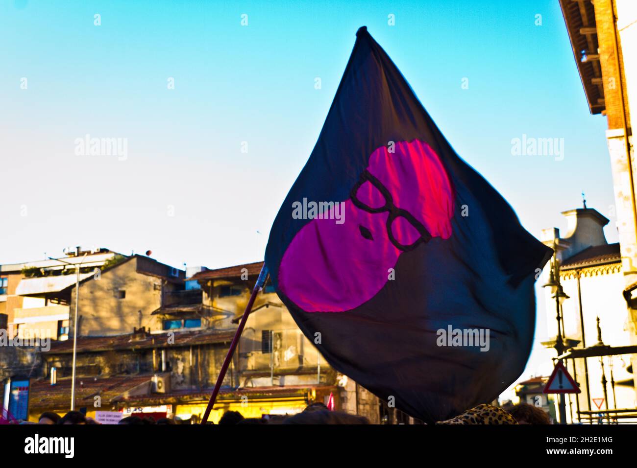 Feministische Demonstration in Pisa für die Rechte der Frau März 2020 Stockfoto