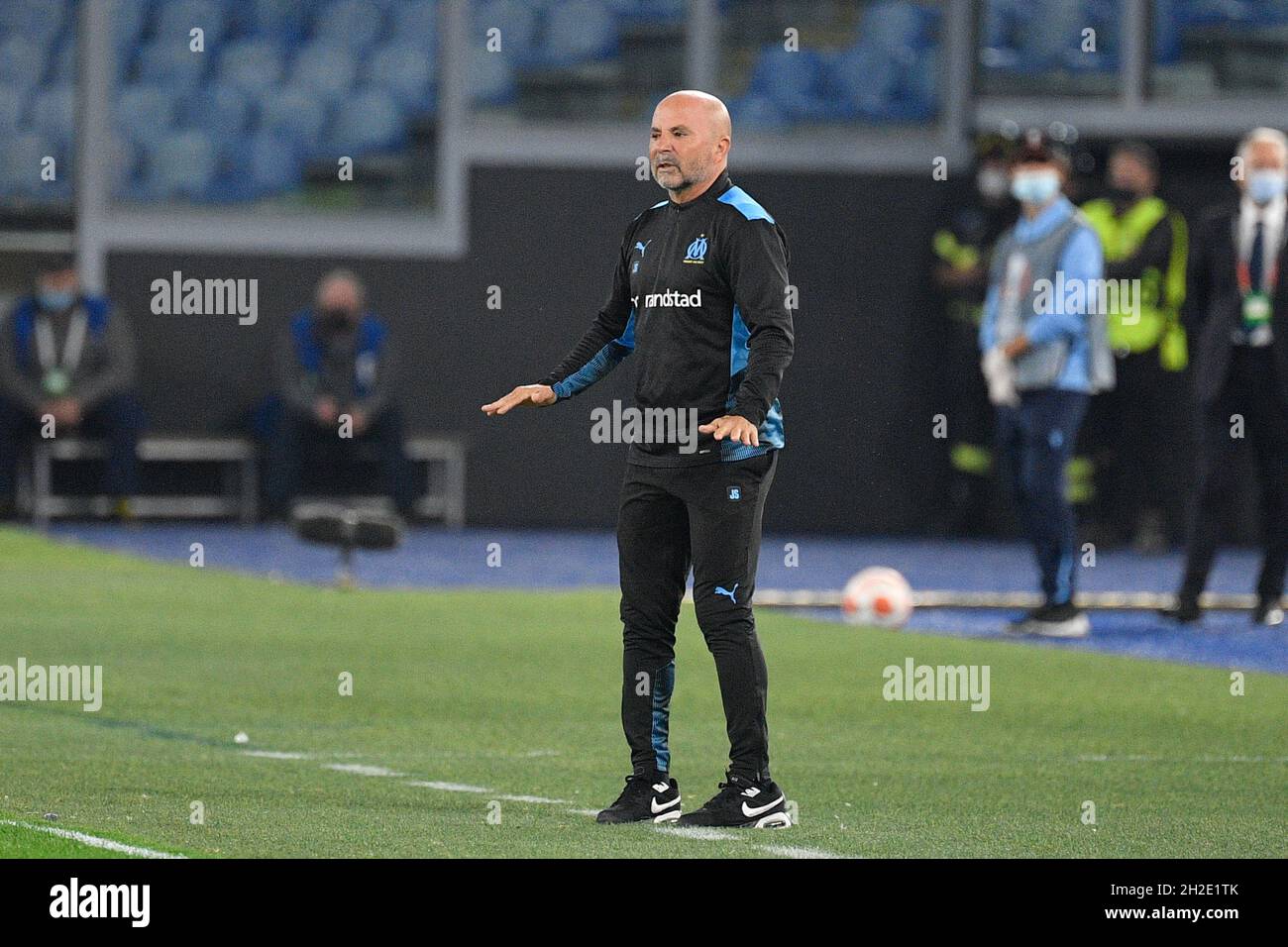 Jorge Sampaoli Trainer (Marsiglia) während des Fußballspiels der UEFA Europa League zwischen SS Lazio und Marsiglia im Olympiastadion in Rom am 21. Oktober 2021. Stockfoto