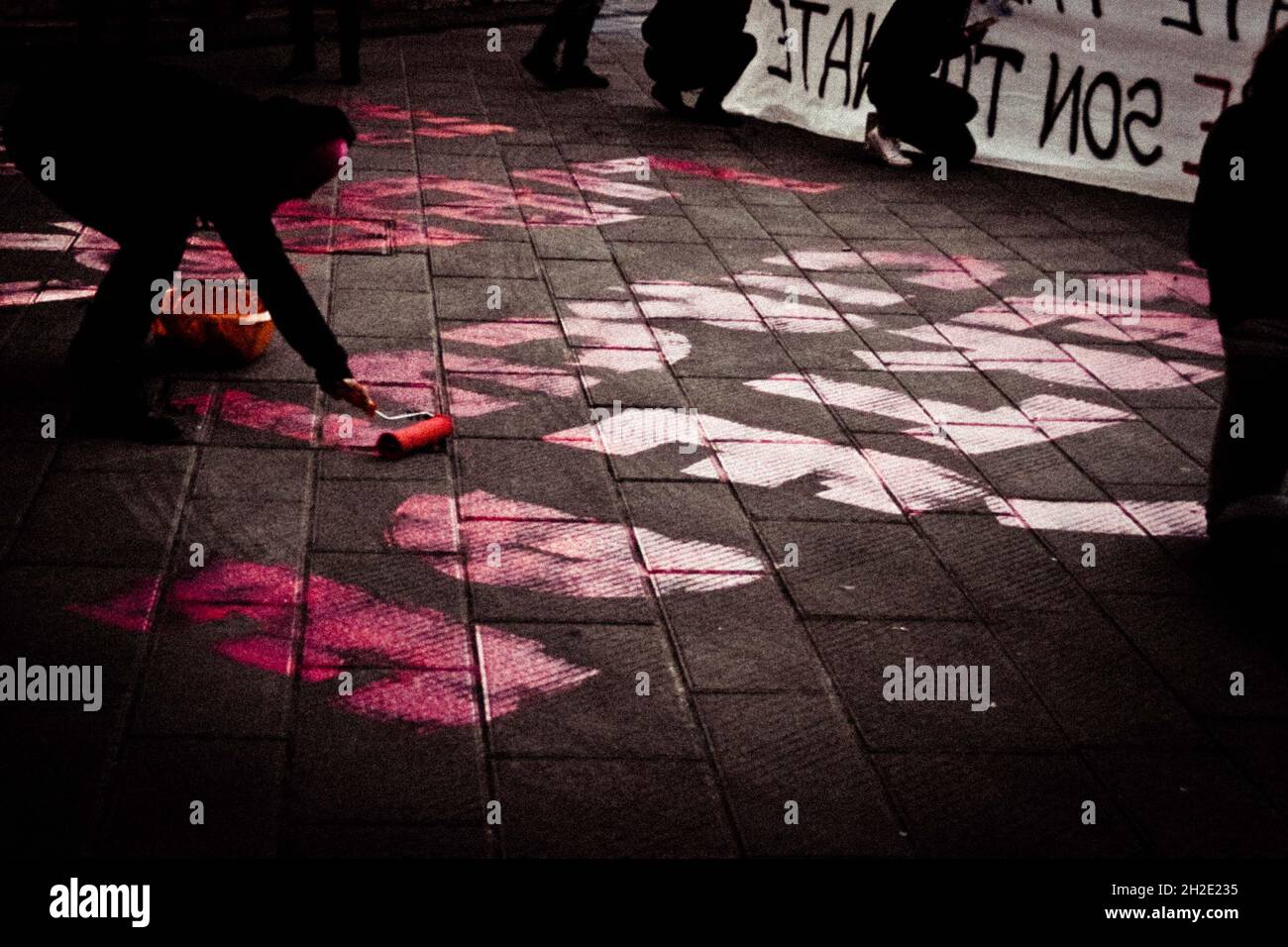 Feministische Demonstration in Pisa für die Rechte der Frau März 2020 Stockfoto