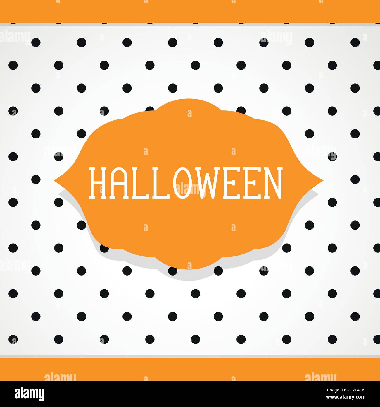 Halloween-Text. Schwarz-weiß gepunkteter Hintergrund. Vektorgrafik, flaches Design Stock Vektor
