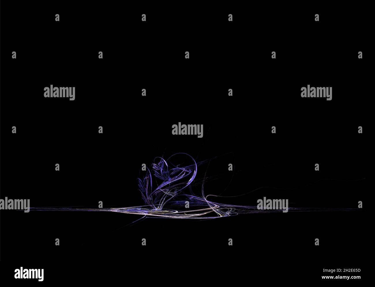 Abstrakt grafischer schwarzer Hintergrund mit violettem Muster Stockfoto