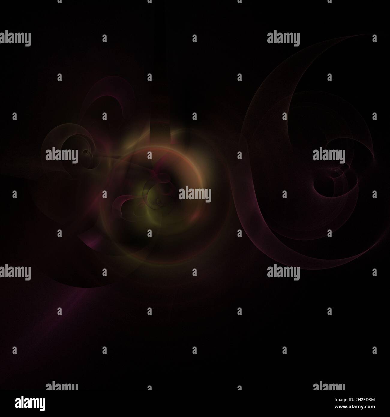 Dunkler abstrakter Hintergrund, fraktale Grafiken, Spirale, Schale, abstraktes Design, Rendering Stockfoto