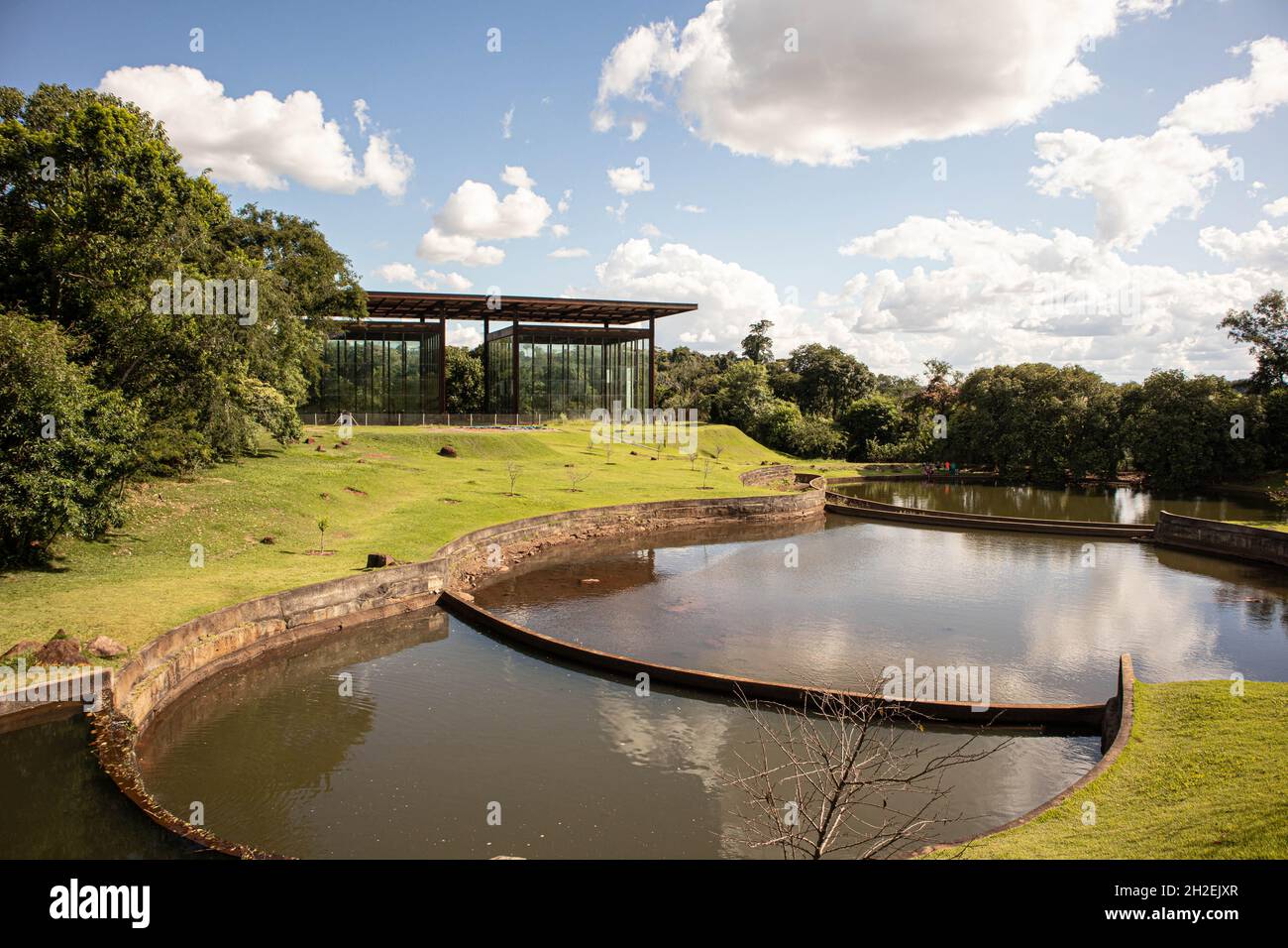 Lago no parque Arthur Thomas em Londrina, Brasilien. Stockfoto