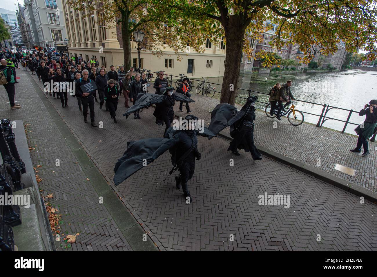 Malieveld. Lange Vijverberg. Repräsentantenhaus. Hofvijver. Donnerstag, 14. Oktober 2021. Am vierten Tag der Klimaaktivitäten, Extinction Reb Stockfoto