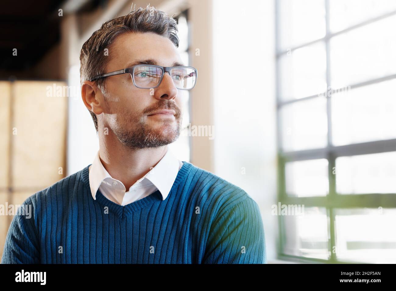 In einem Gedanken gefangen Stockfoto