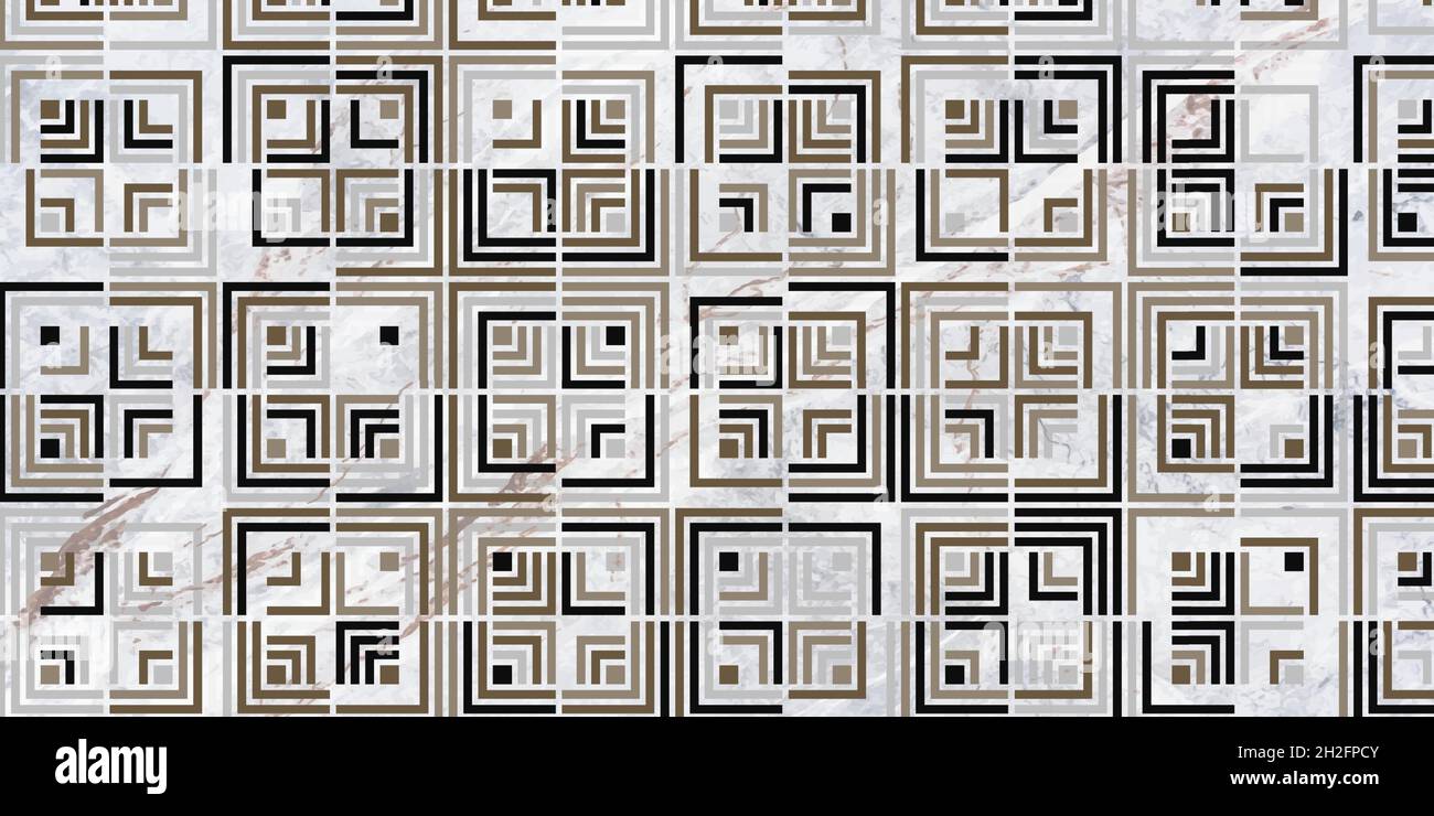 Geometrisches Muster mit quadratischem grauem Hintergrund. Luxus aus Gold und Marmor Textur modernes Design Stock Vektor