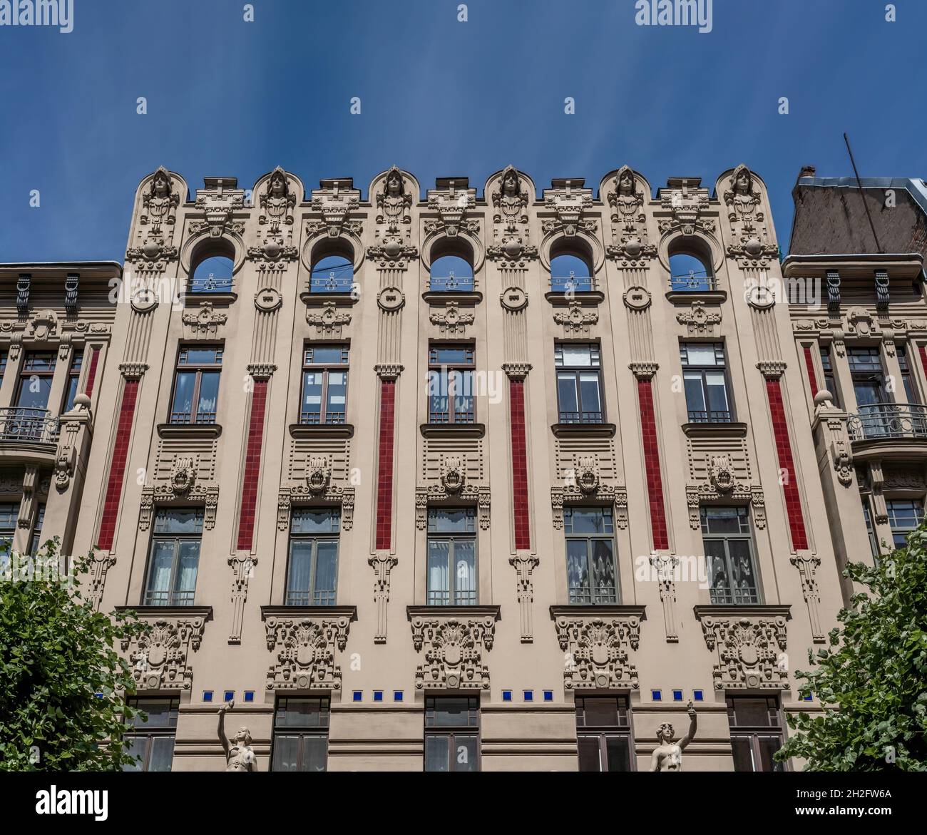 Jugendstilgebäude in Riga - Riga, Lettland Stockfoto