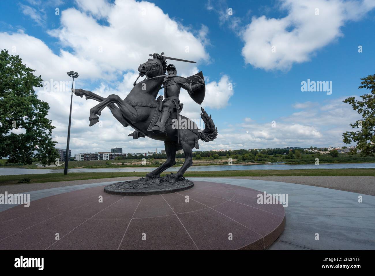 Vytis Skulptur, der Freiheitskämpfer - Litauen Nationales Symbol - Kaunas, Litauen Stockfoto