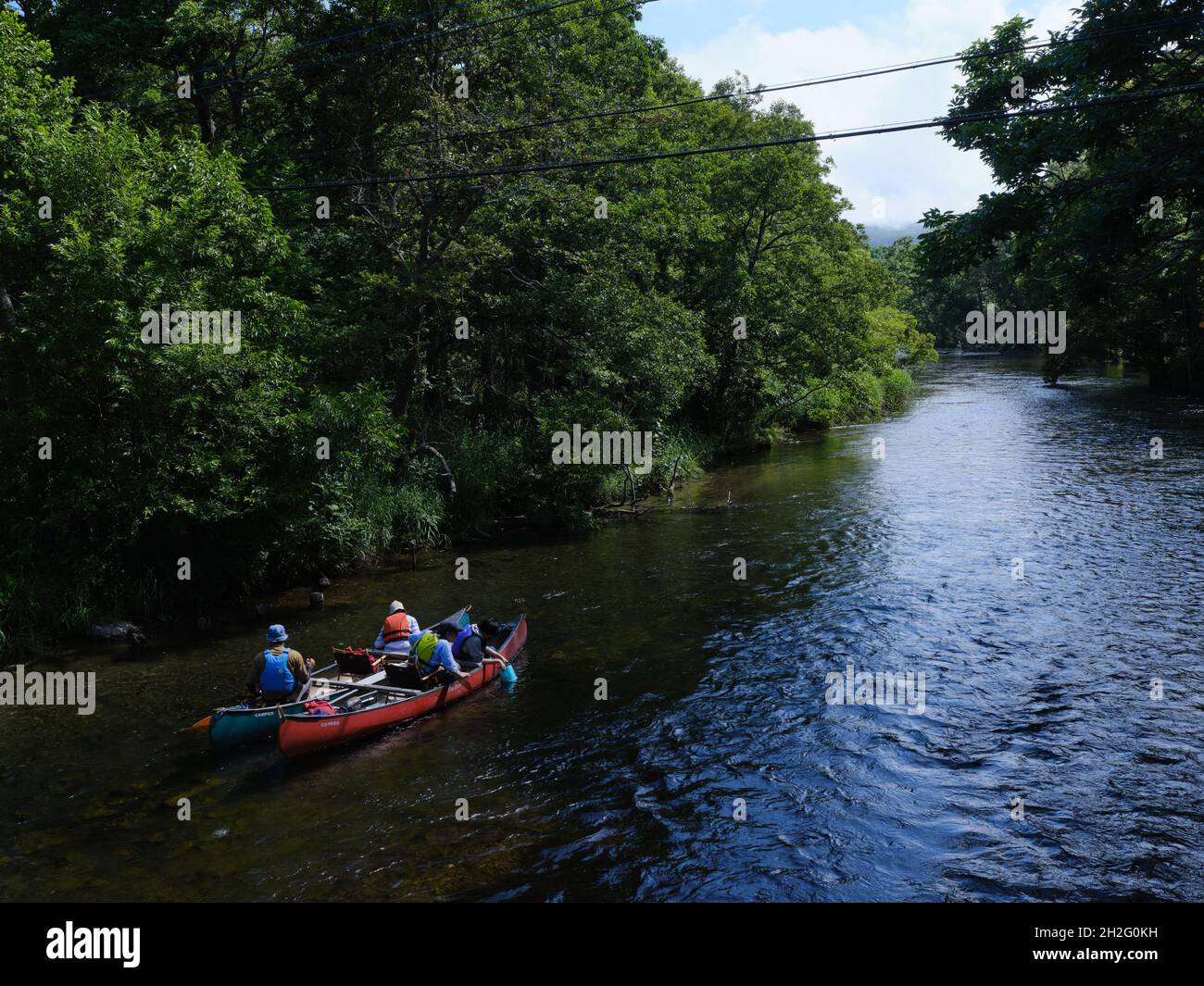 Rafting in Kushiro River, Hokkaido, Japan Stockfoto
