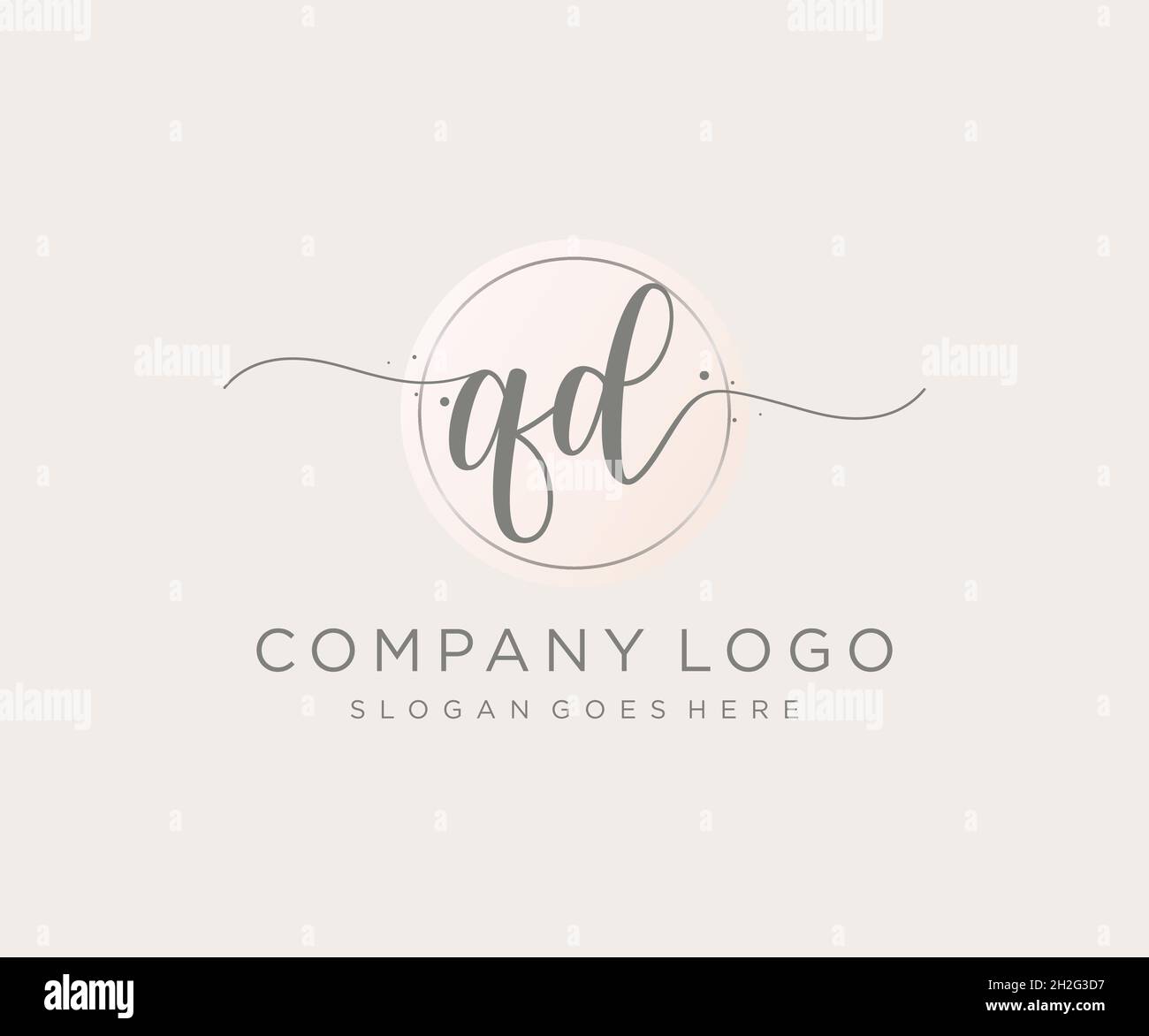 Feminines QD-Logo. Verwendbar für Natur, Salon, Spa, Kosmetik und Beauty Logos. Flaches Vektor-Logo-Design-Template-Element. Stock Vektor