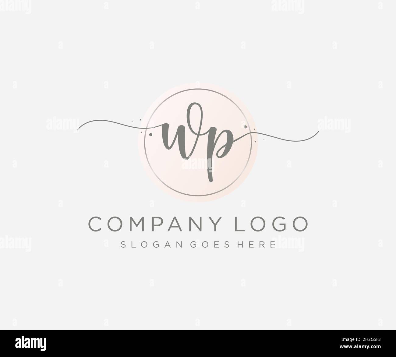 WP feminines Logo. Verwendbar für Natur, Salon, Spa, Kosmetik und Beauty Logos. Flaches Vektor-Logo-Design-Template-Element. Stock Vektor