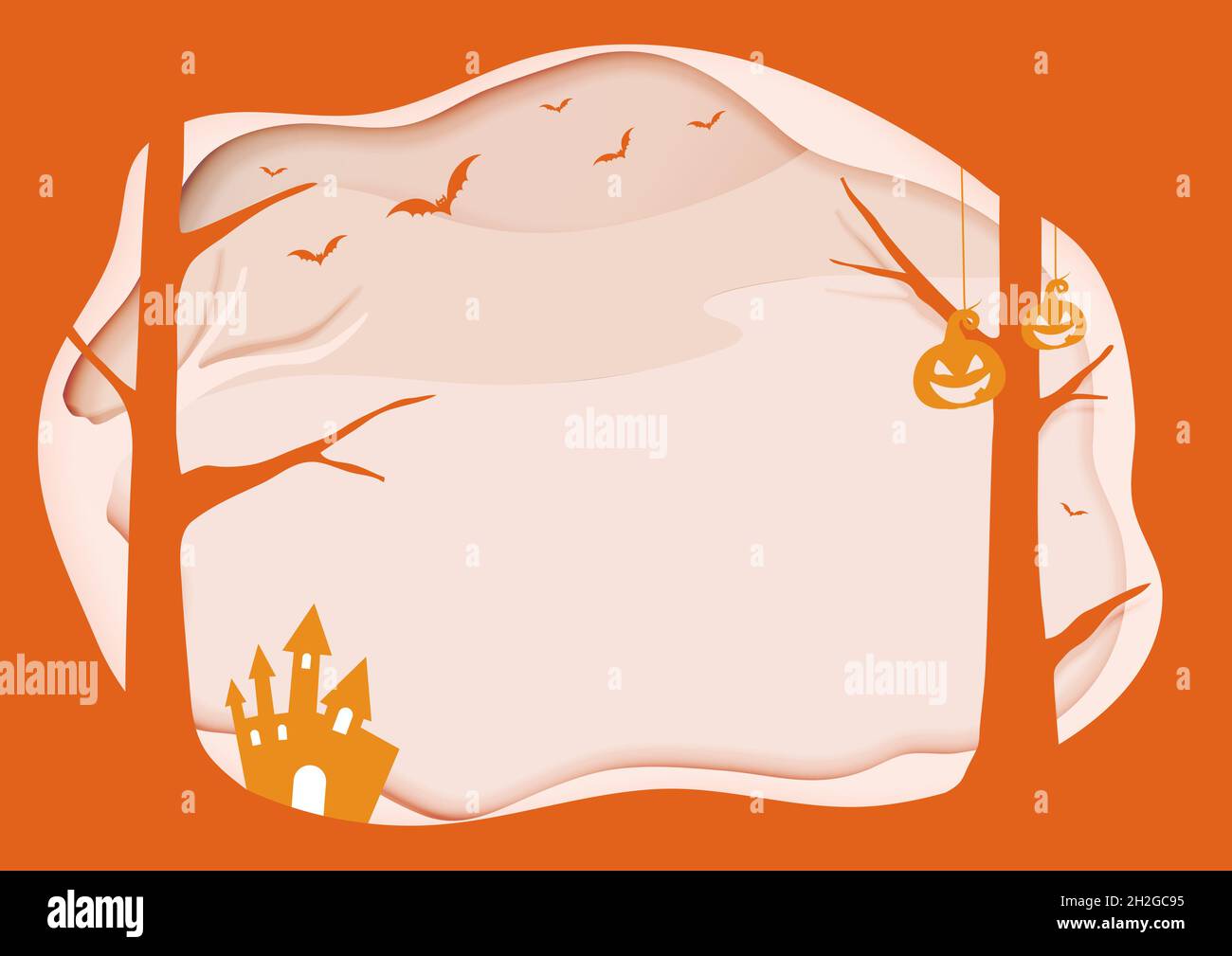 Halloween vector orange und weißen Hintergrund mit layer Grenze, Fledermaus, Kürbis Stockfoto