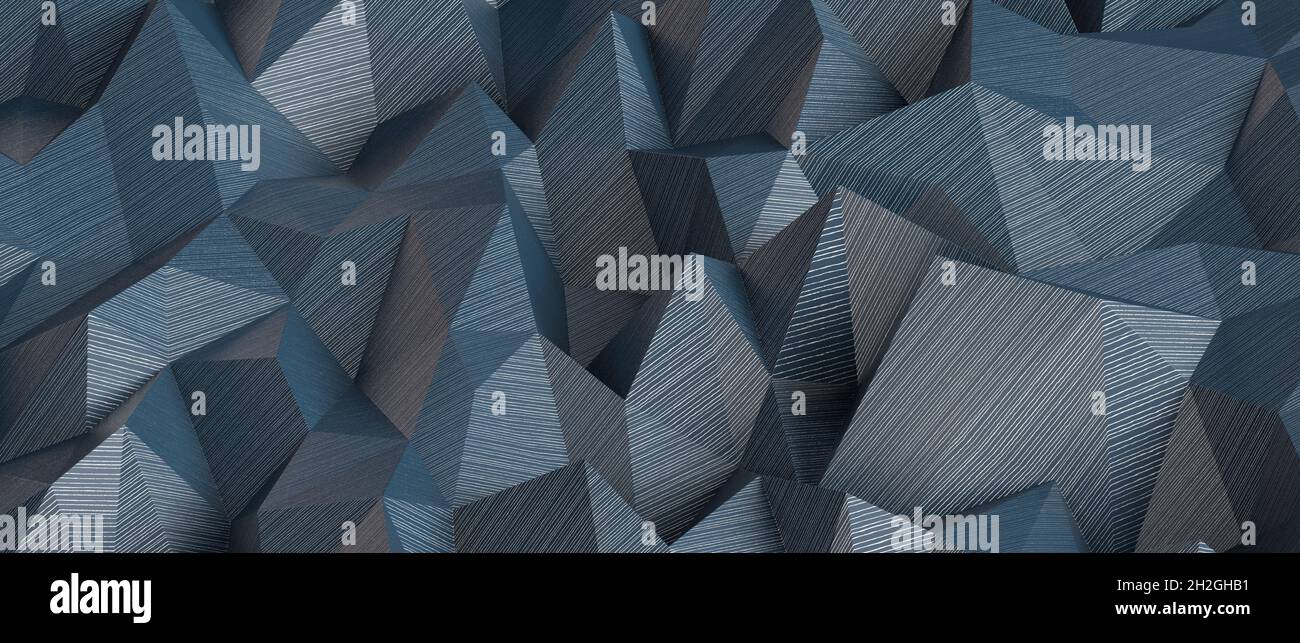 3D-Rendering der silbernen Polygonwand Stockfoto