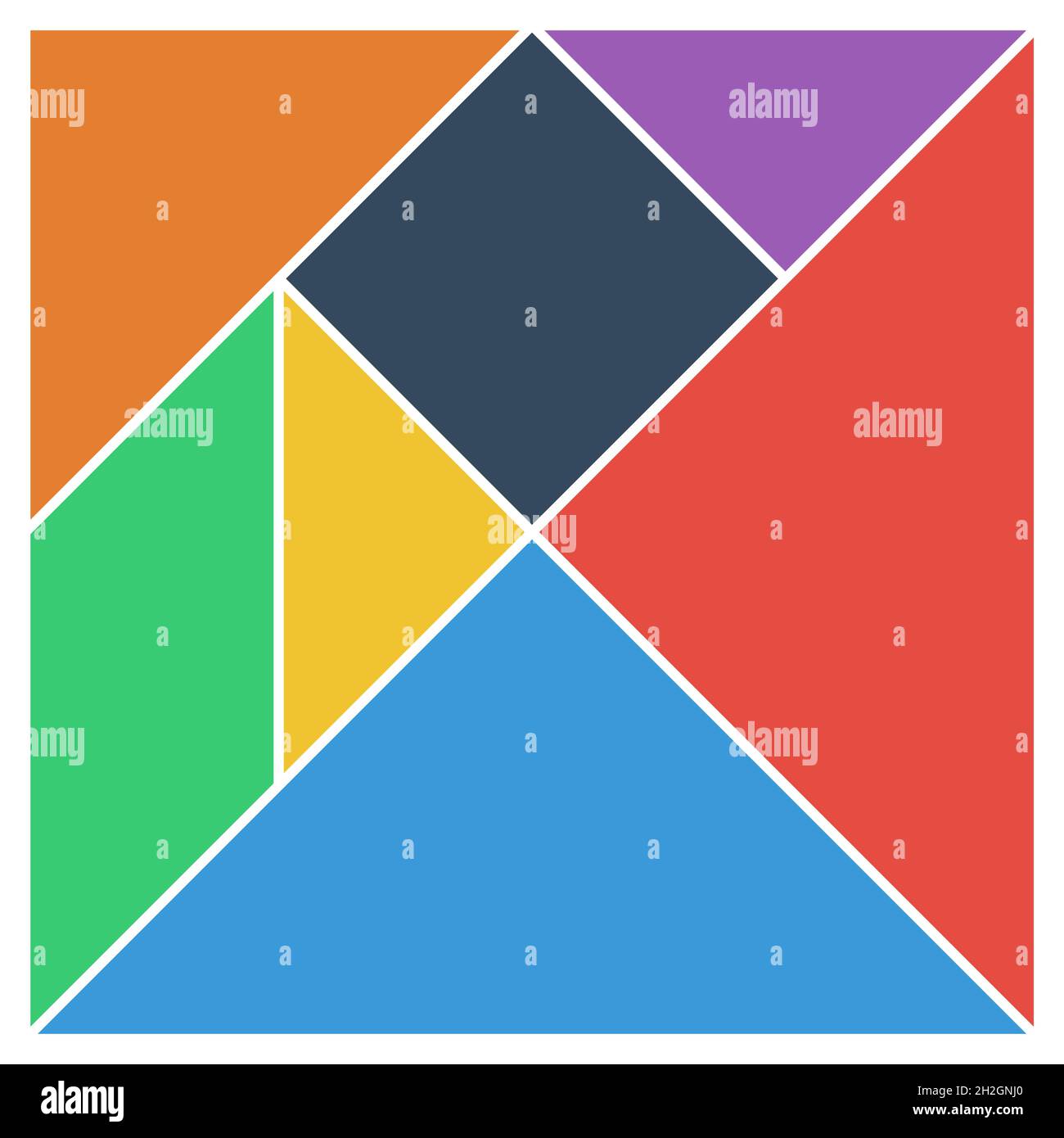 Tangram Quadrat Gehirn Spiel Basisstücke Stock Vektor