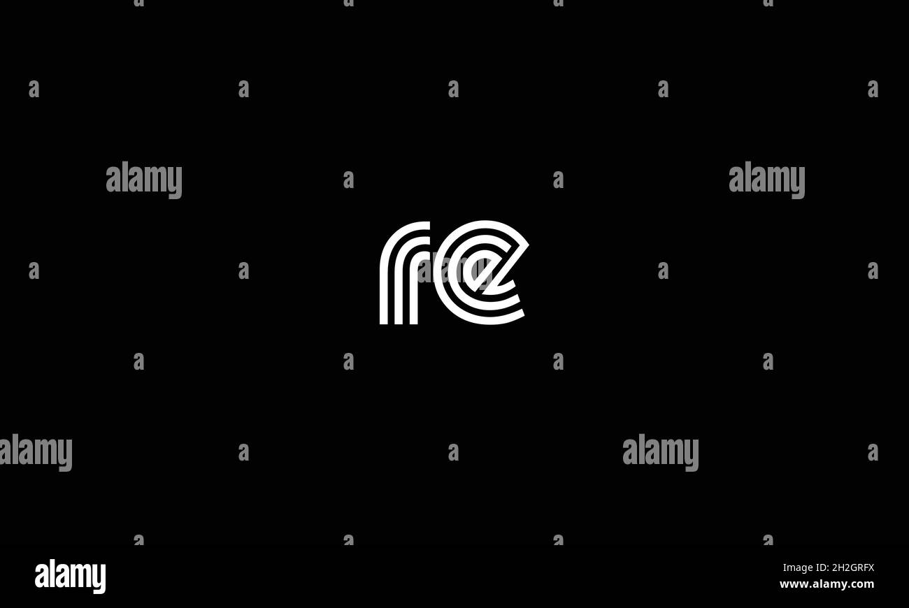 BUCHSTABEN RE LOGO-DESIGN MIT NEGATIVEM RAUM-EFFEKT FÜR DIE ILLUSTRATION VERWENDEN Stock Vektor