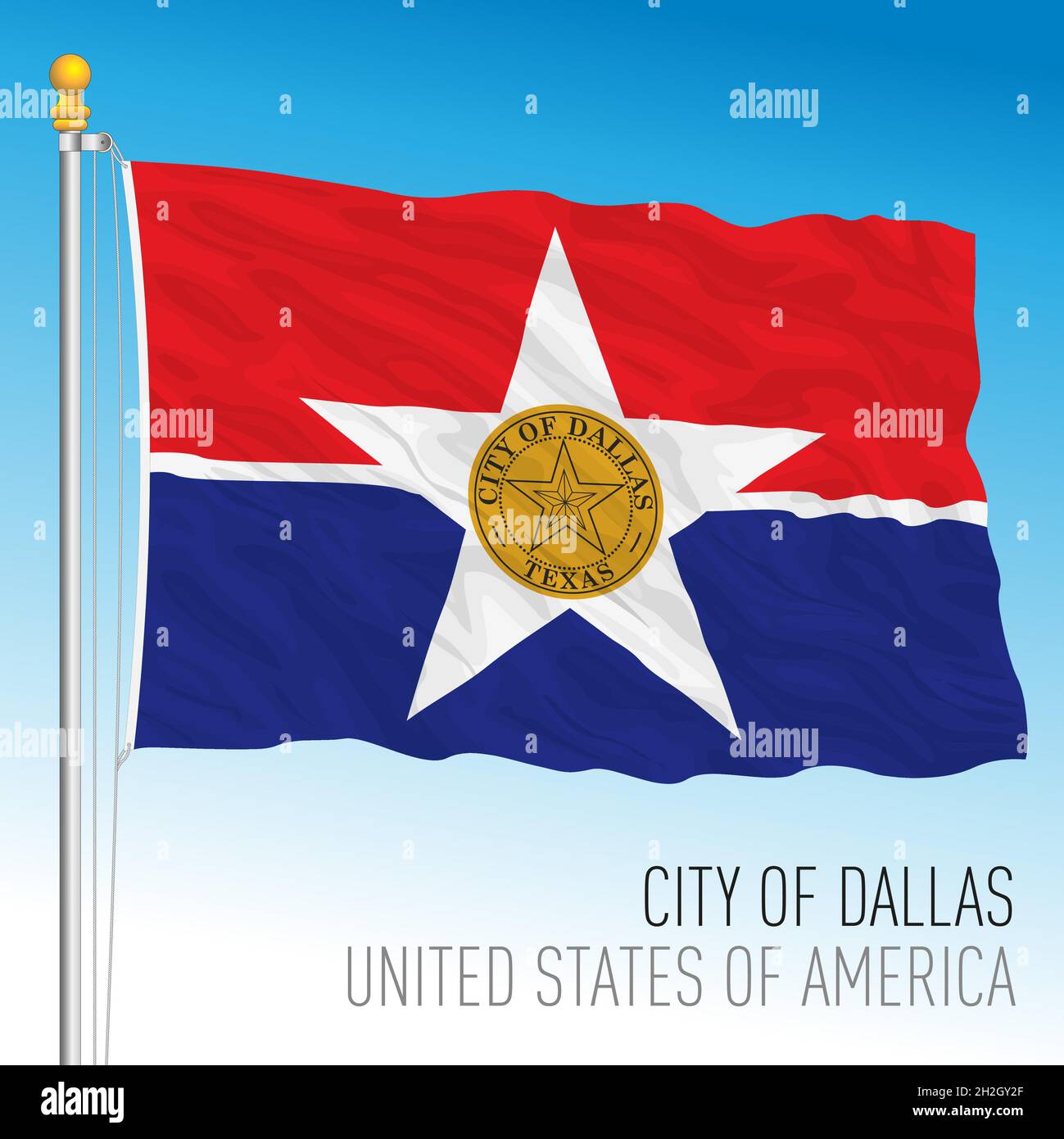 Flagge der Stadt Dallas, Texas, USA, Vektorgrafik Stock Vektor