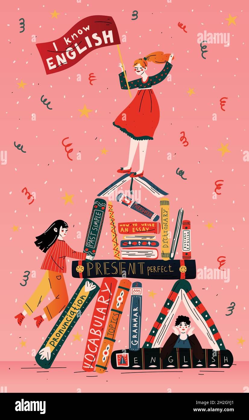 Studenten mit Büchern. Bildung, Schule lernen Studieren Stock Vektor