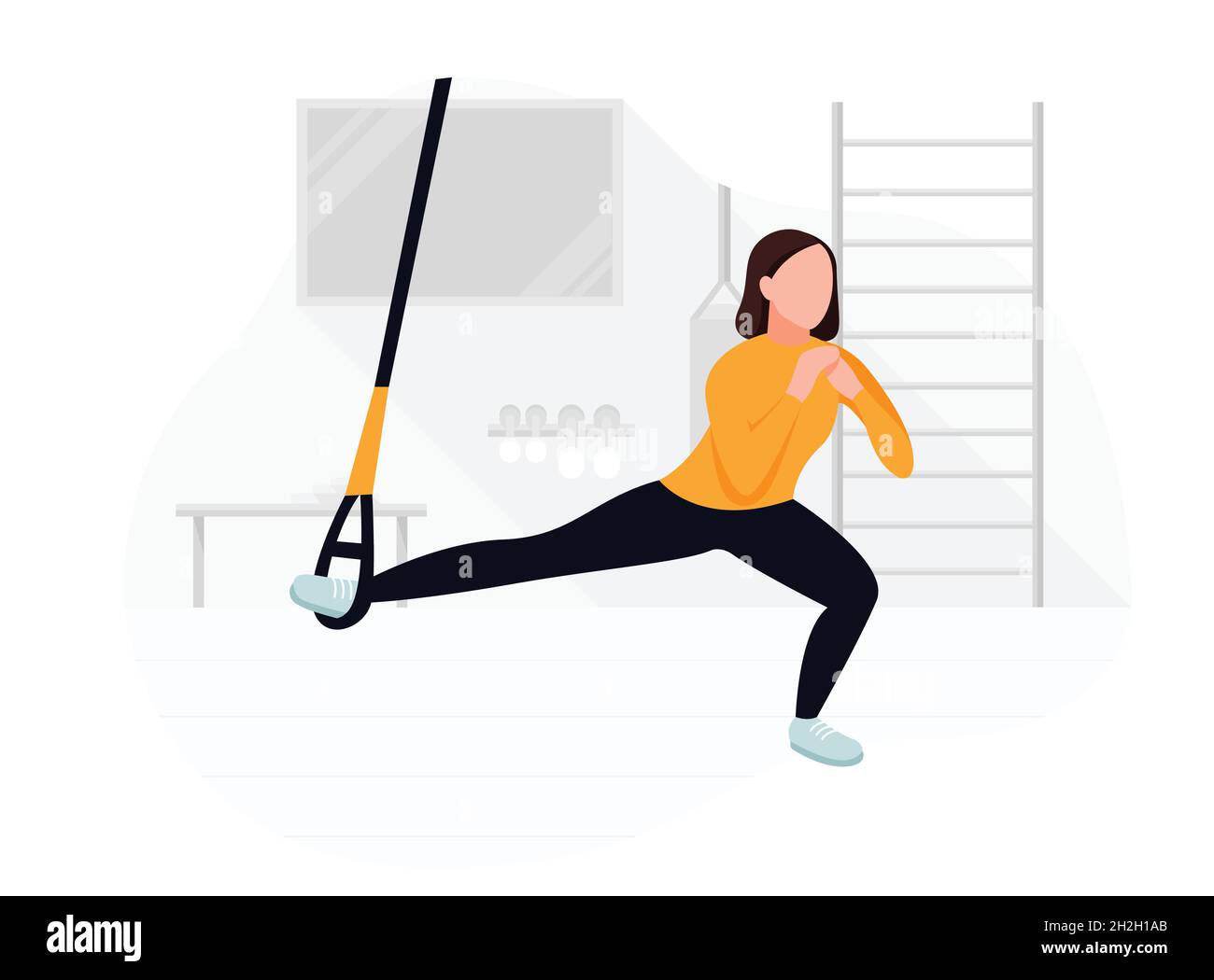 Fit Frau beim Training auf trx mit Bodyweight-Übungen. Fitness Krafttraining Workout Stock Vektor