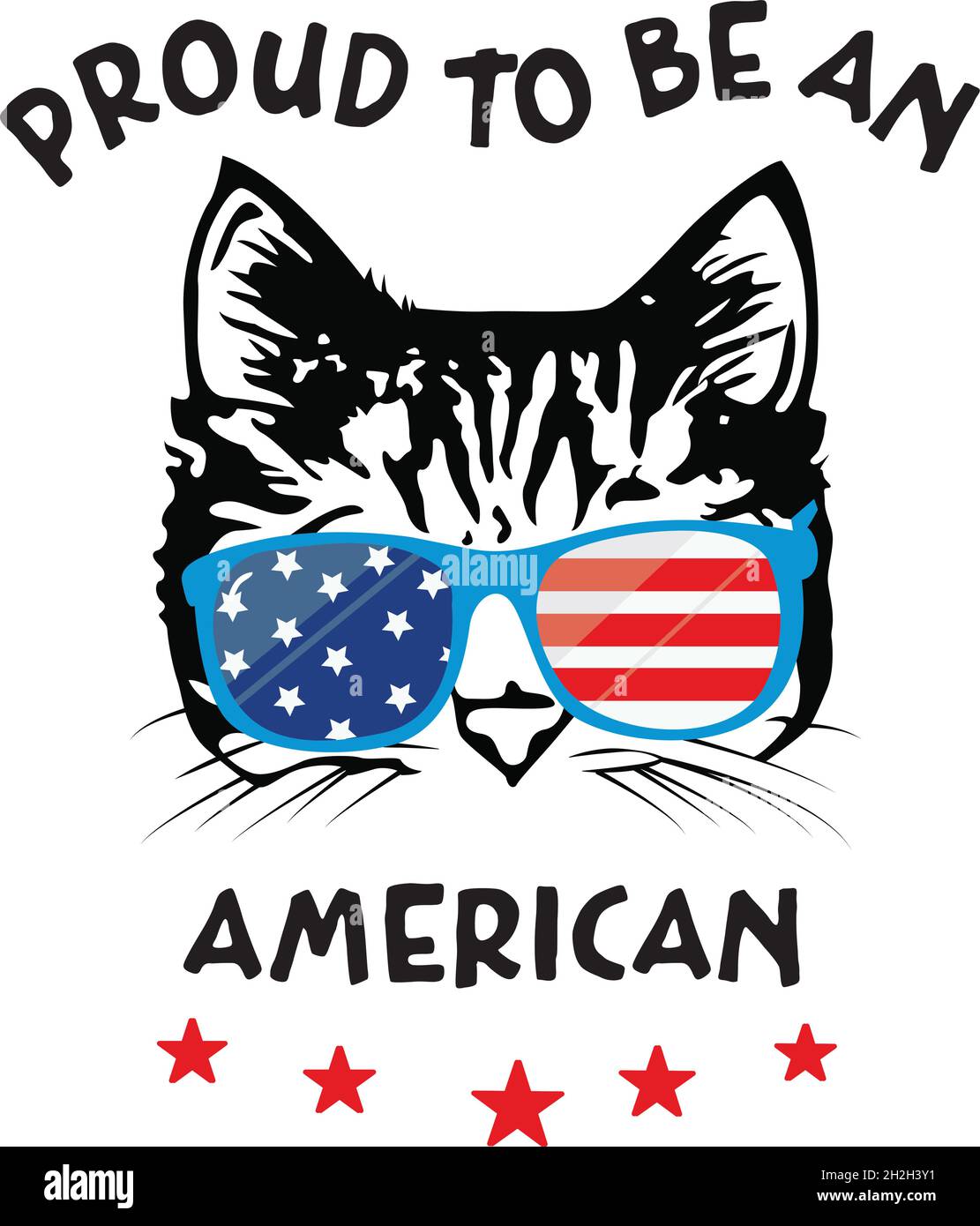 Katze tragen Sonnenglas mit amerikanischen Flagge schöne T-Shirt-Design Vektorgrafik, die bereit ist zu drucken Stock Vektor