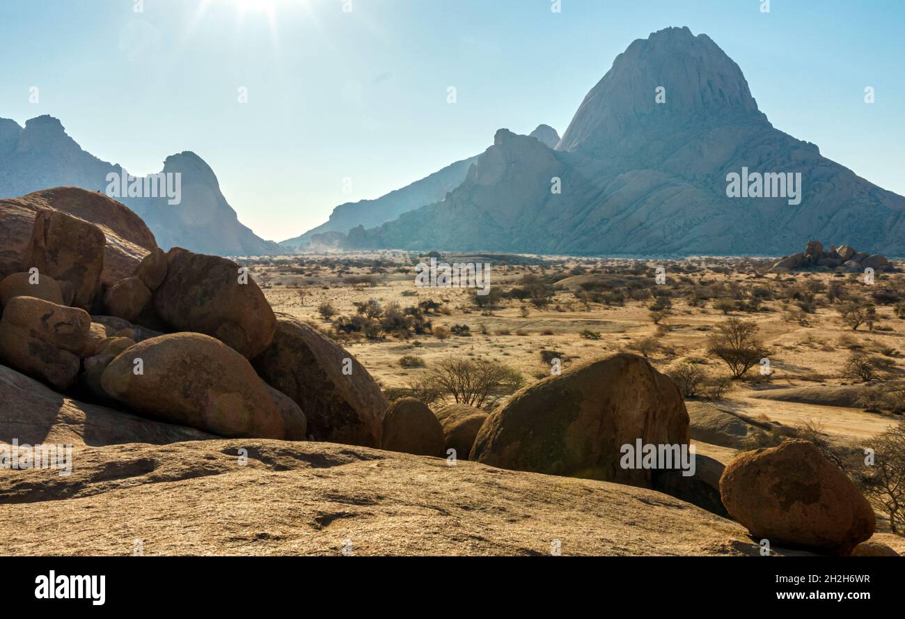 Der antike Granit der Spitzkoppe Namibia Afrika Stockfoto