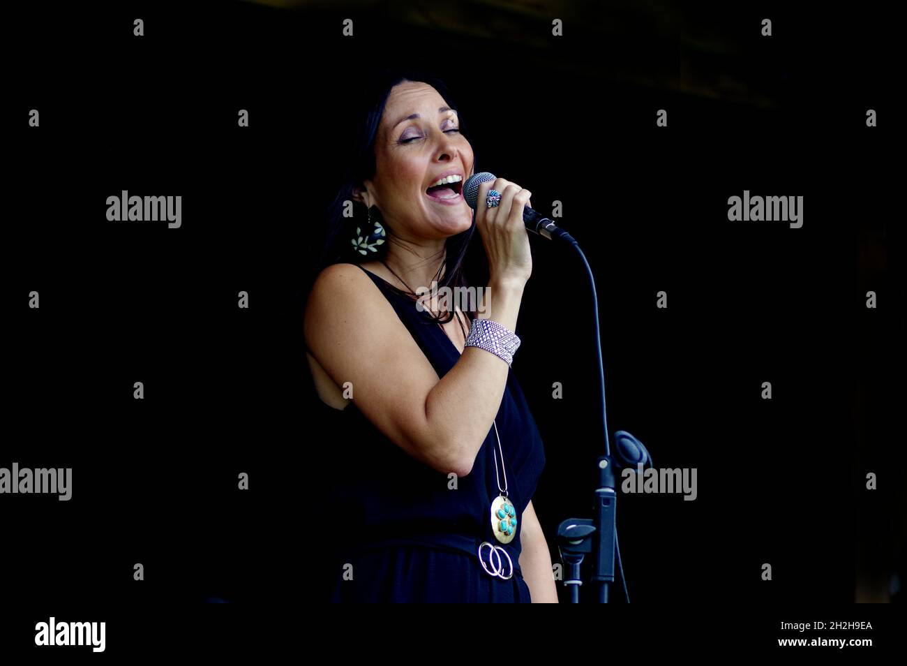 Jo Harrop, Jo Harrop Quartet, Listening Room Jazz, Three Horseshoes, Knockholt, Kent, 13. Juli 2021. Stockfoto