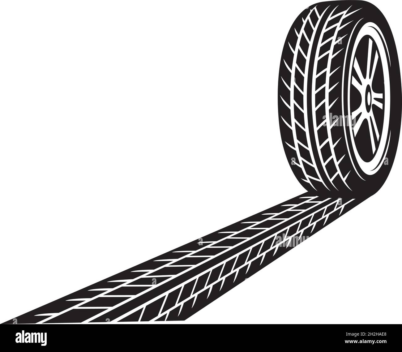 Abbildung von Reifen und Spurvektoren Stock Vektor