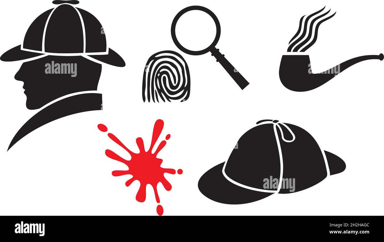 Sherlock Holmes Symbole Vektorgrafik Stock Vektor