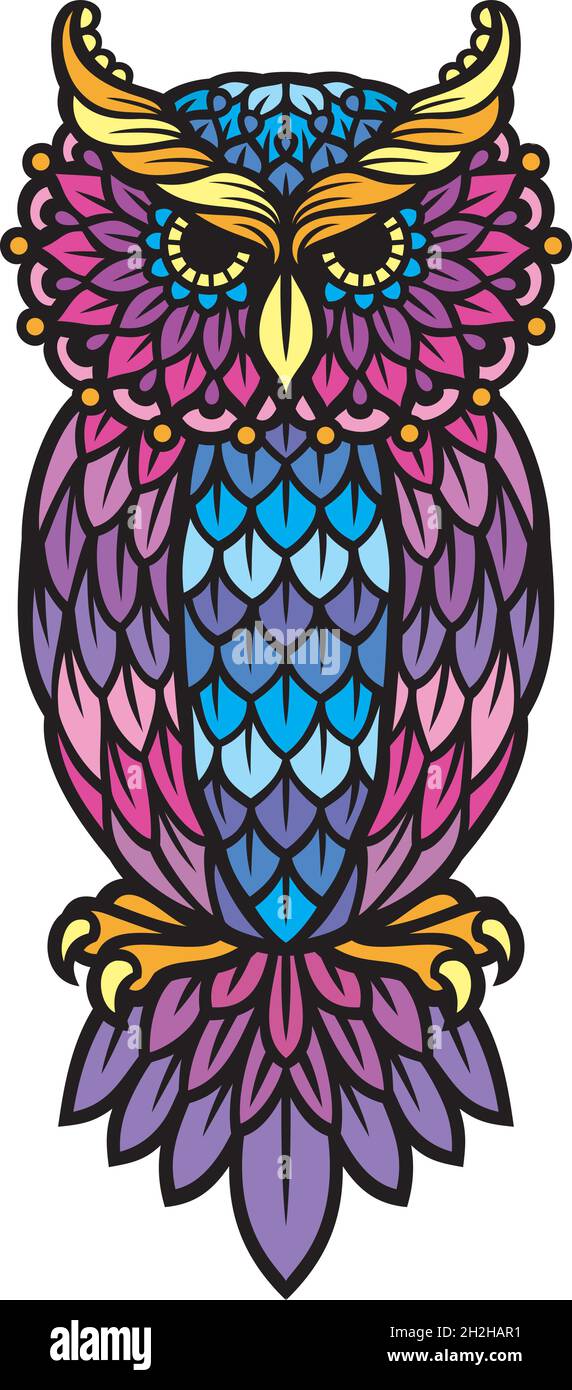 Eule Mandala im Boho-Stil Vektorgrafik Stock Vektor