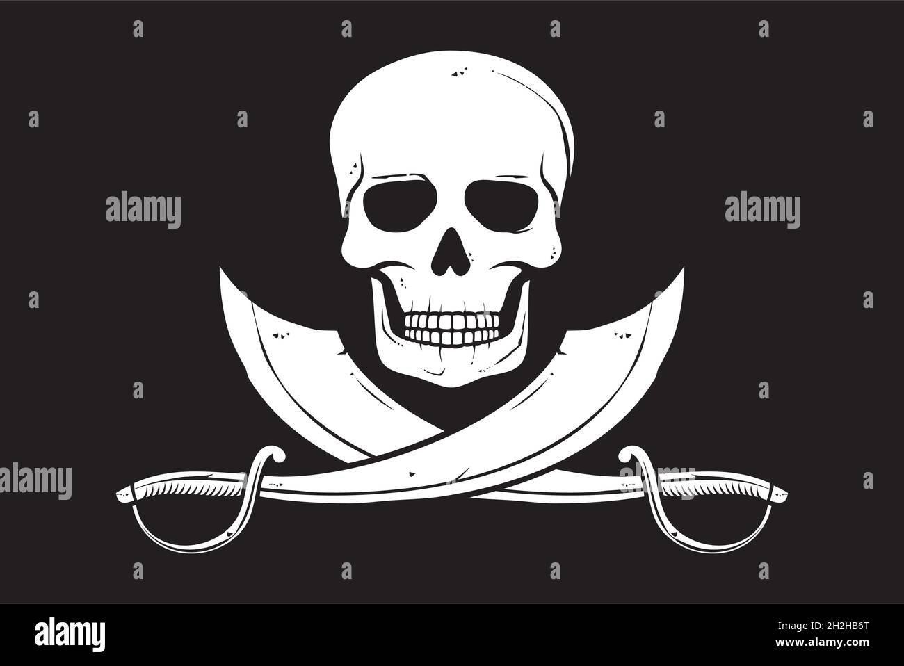 Vektor-Illustration der Piratenflagge (Schädel und gekreuzte Säbel) Stock Vektor