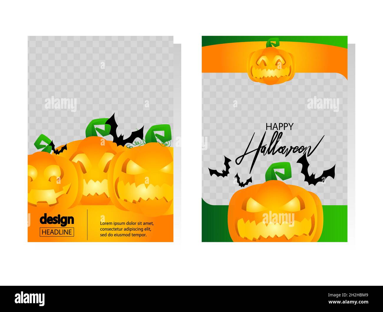 Modernes Halloween-Design für Präsentationen Vorlagen mit Platz für Foto-Hintergrund. Jahresbericht, Broschüre, Buch, Poster, Flyer, Broschüre, Deckblatt Stock Vektor
