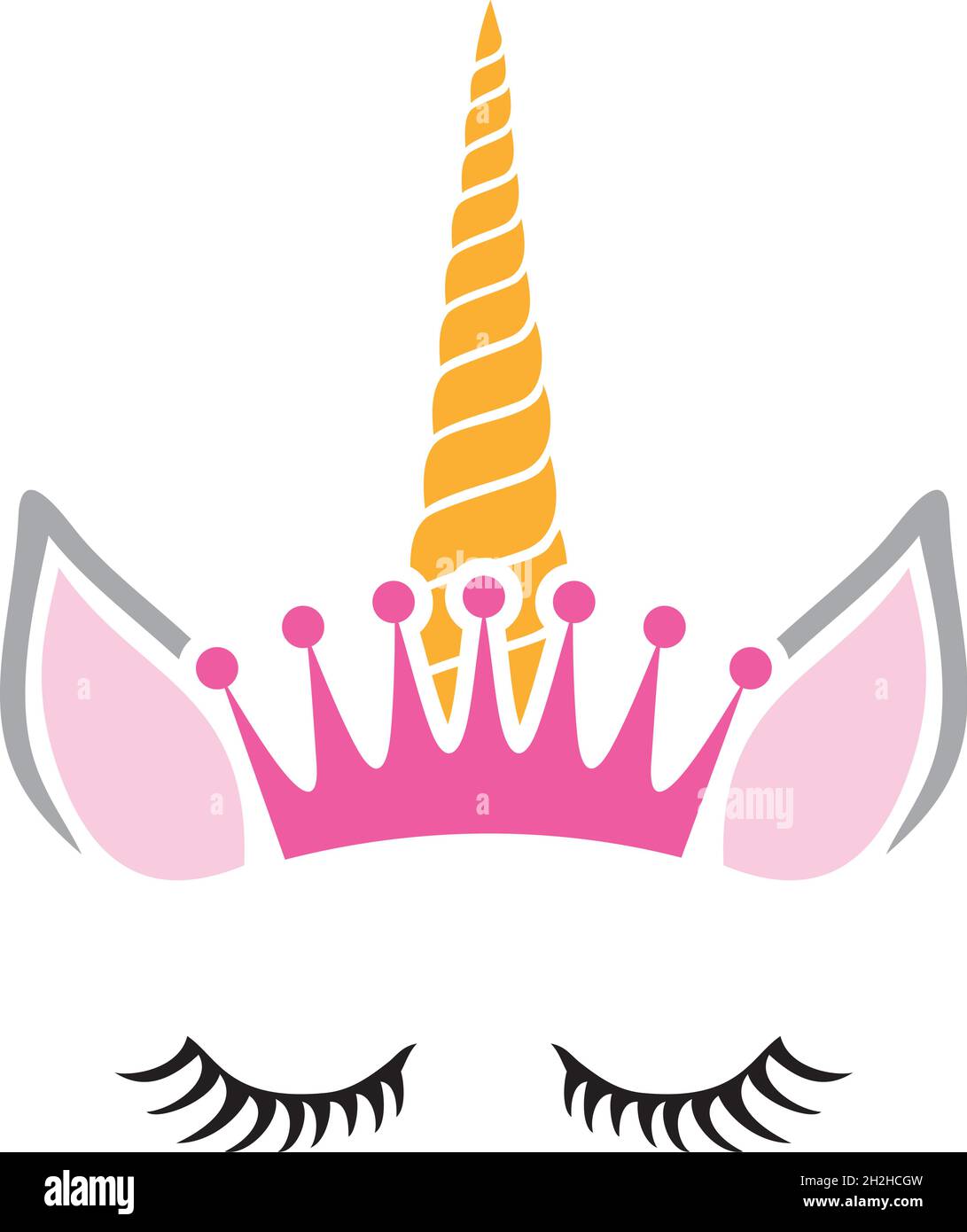 Unicorn Prinzessin mit Krone Vektor Illustration Stock Vektor