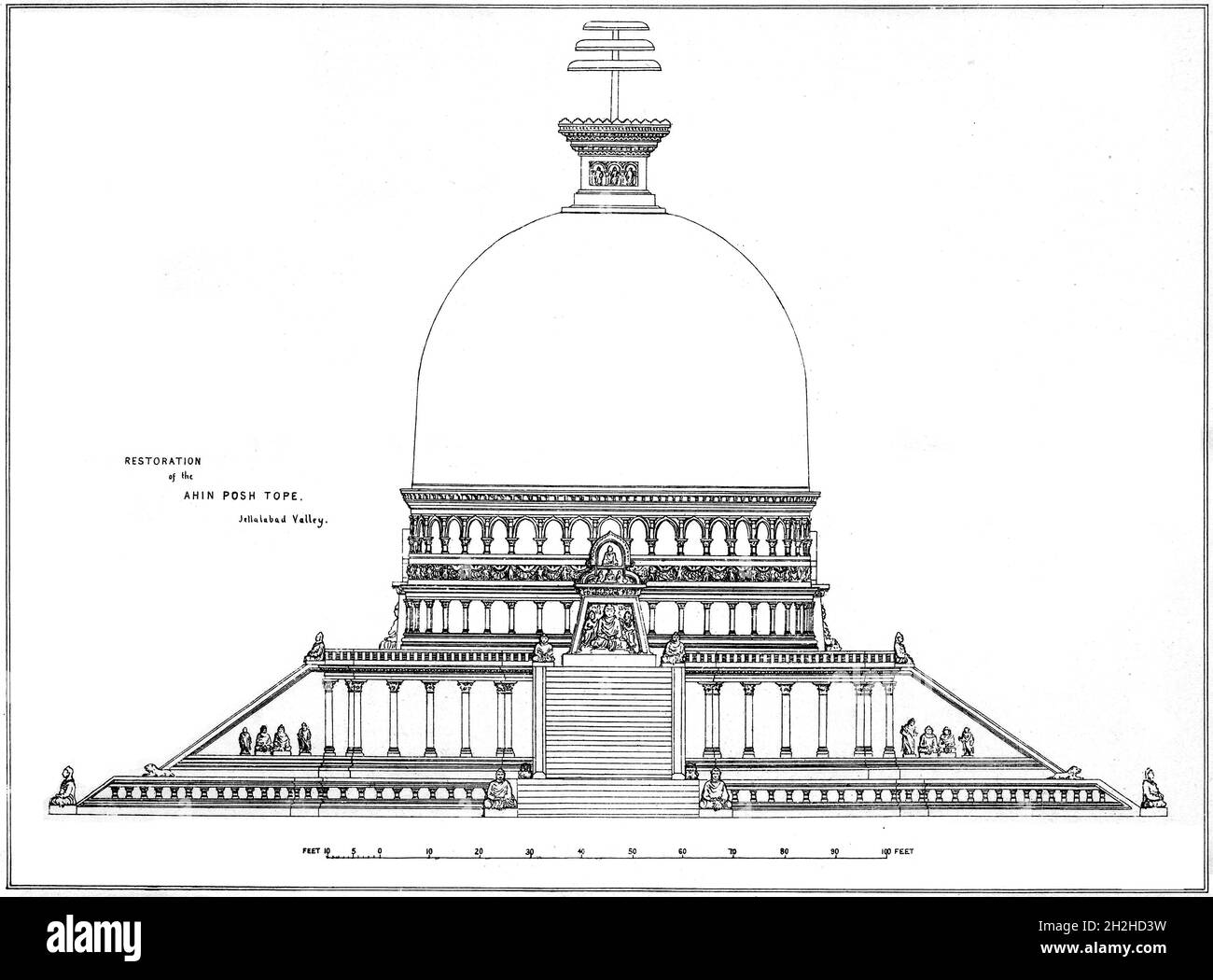 Ahan Posh Stupa Rekonstitution, von William Simpson i878 Stockfoto