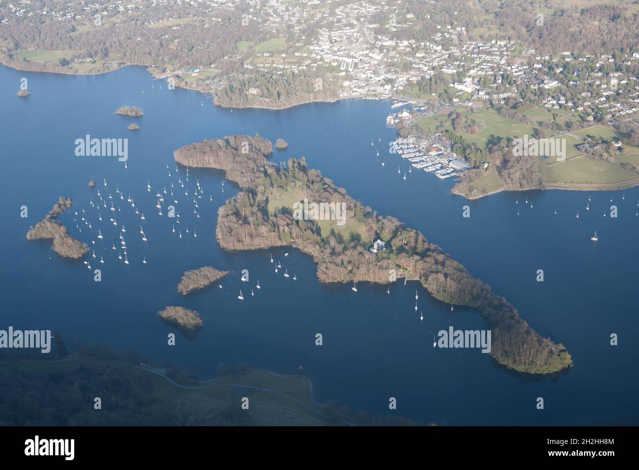 Belle Isle, die Insel liegt im Zentrum des Lake Windermere, im Herzen eines Zentrums für ästhetischen Tourismus aus dem späten 18. Jahrhundert, Cumbria, 2015. Stockfoto