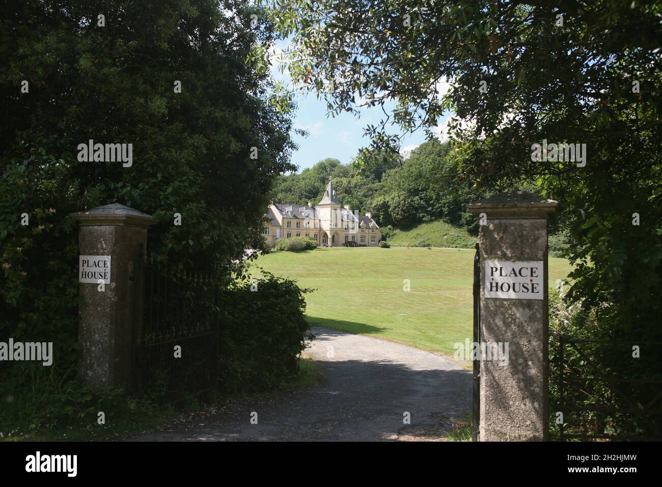 Place House, im Besitz der Familie Spry, Baujahr 1840: St. Anthony-in-Roseland, Cornwall, UK Stockfoto