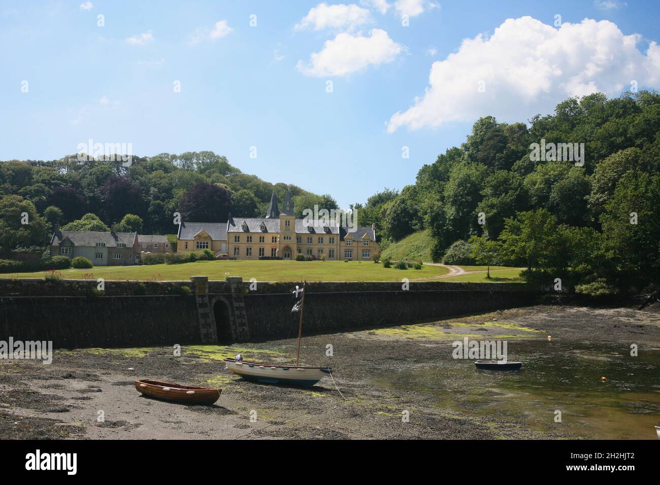 Place House, im Besitz der Familie Spry, Baujahr 1840: St. Anthony-in-Roseland, Cornwall, UK Stockfoto