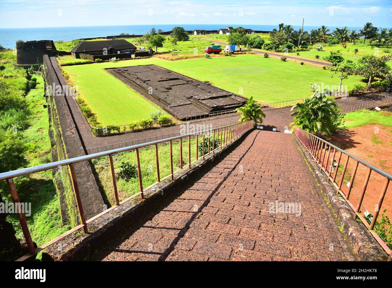 Innerhalb von bekal Fort, kasargod, kerala, india.This Fort wurde von sivappa nayak in 1650AD gebaut. Stockfoto