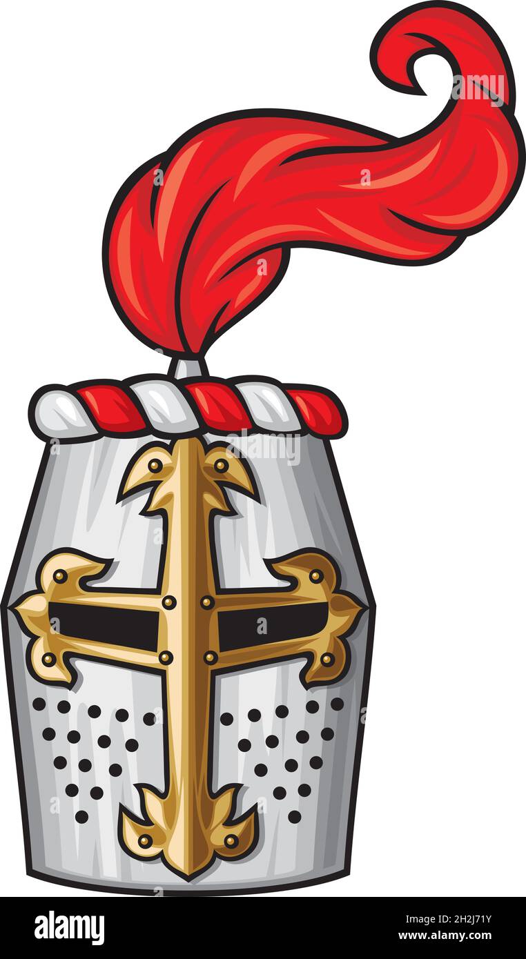 Mittelalterliche Ritter Helm Vektor-Illustration Stock Vektor