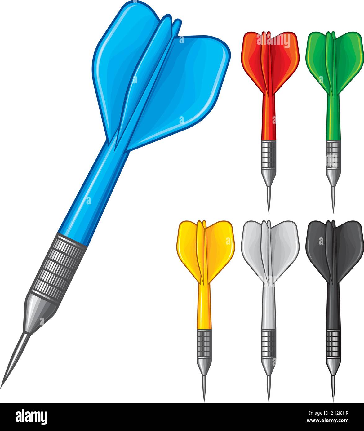 Satz von Darts in 6 Farben Vektorgrafik Stock Vektor
