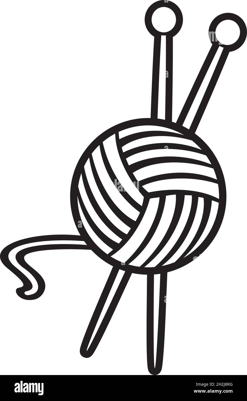 Vektorgrafik Garnkugel und Stricknadeln Stock Vektor