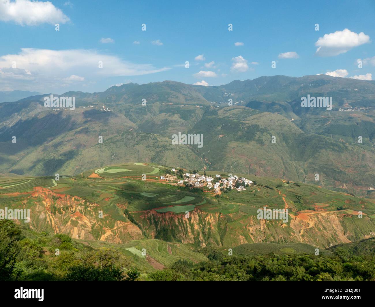 Honghe Hani Dorf und Reisterrassen ist die Terrasse in der Präfektur Honghe, Yuanyang County, Yunnan, China. Es ist ein Weltkulturerbe und Stockfoto