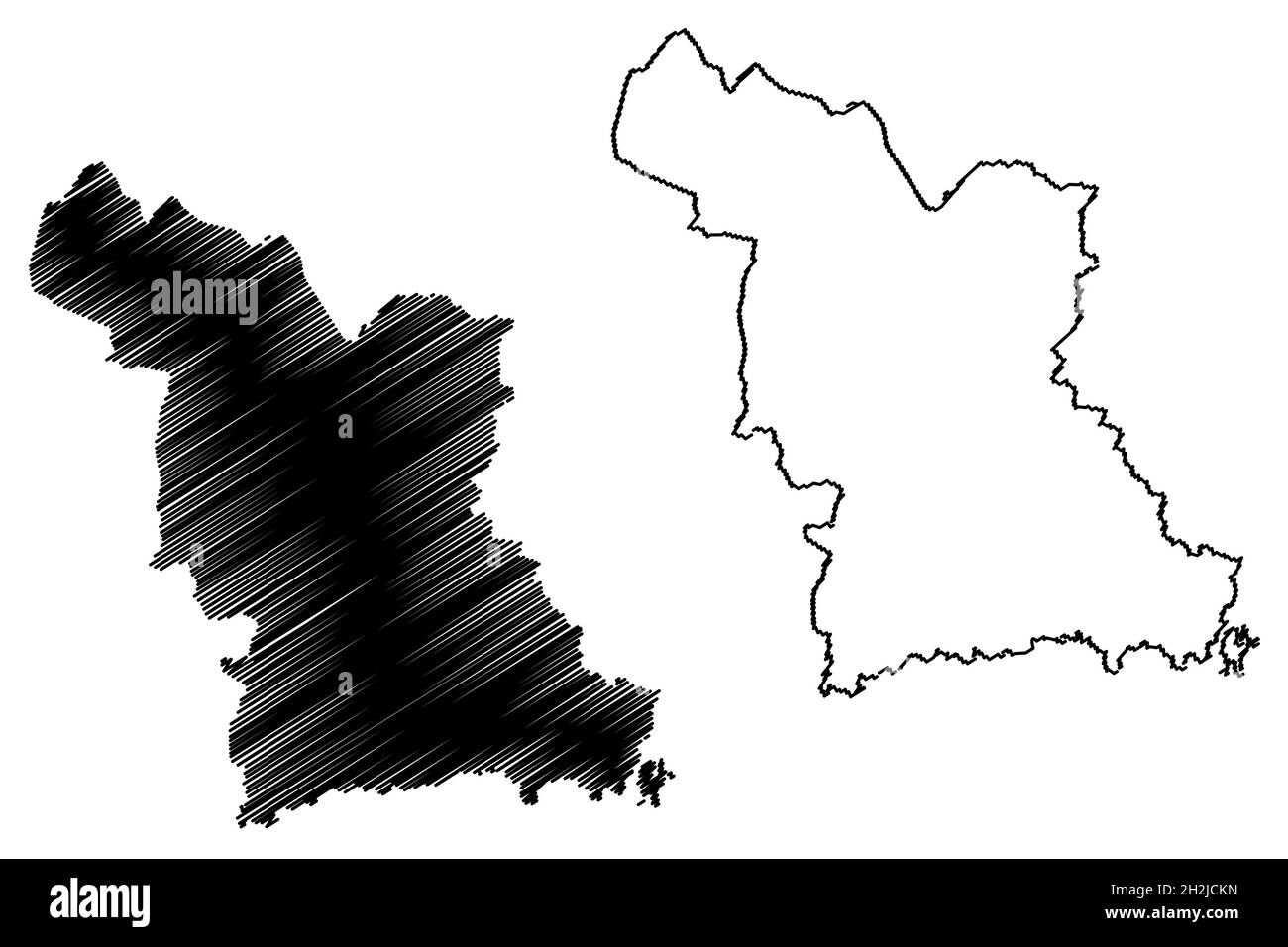 Nabarangpur District (Odisha State, Republik Indien) Karte Vektordarstellung, scribble Skizze Nabarangapur oder Nawarangpur Karte Stock Vektor