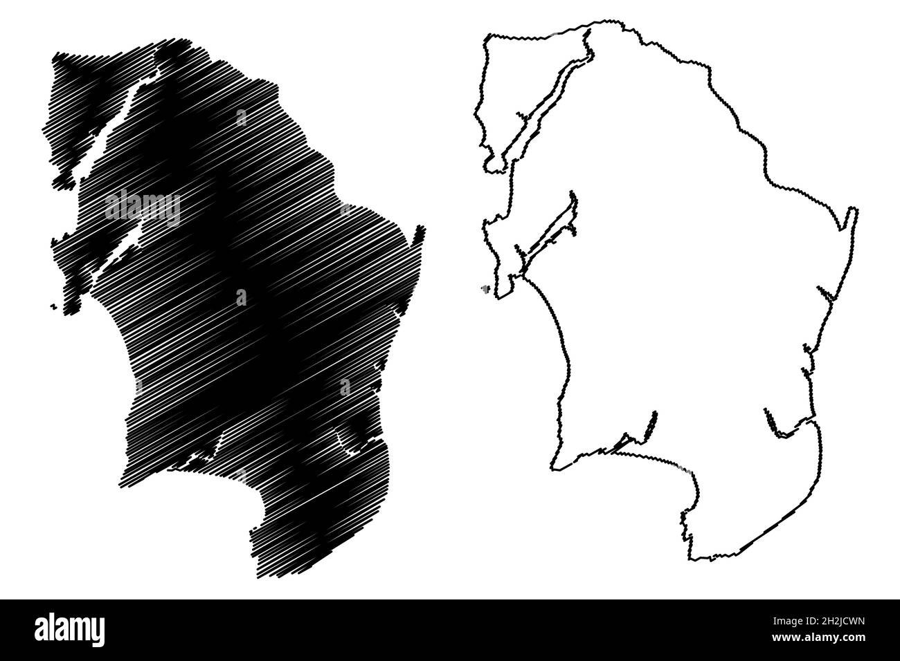 Mumbai Suburban District (Maharashtra State, Konkan Division, Republik Indien) Karte Vektor Illustration, scribble Skizze Mumbai Suburban Karte Stock Vektor