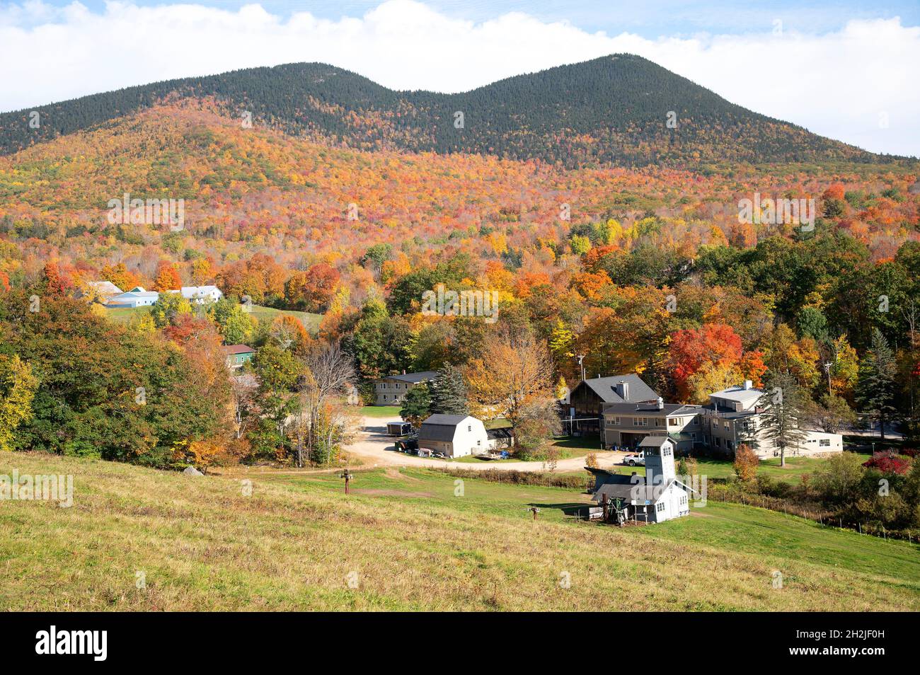 Ein landschaftlicher Überblick über eine Pferdefarm in Jackson, New Hampshire, USA Stockfoto