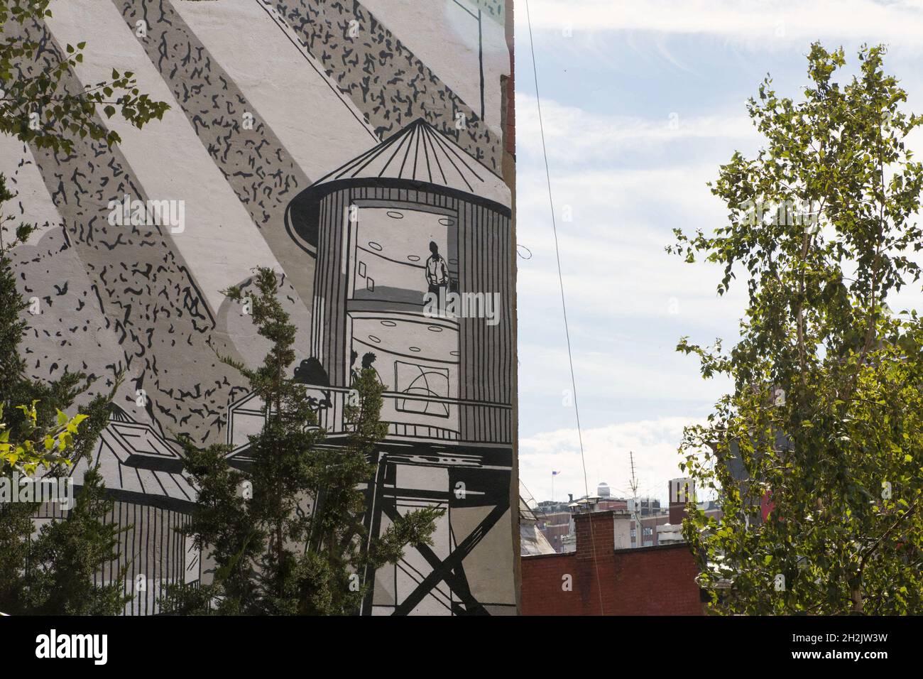 NEW YORK, USA - 11. Feb 2016: Eine Nahaufnahme eines schönen Graffiti auf dem Gebäude in New York Stockfoto